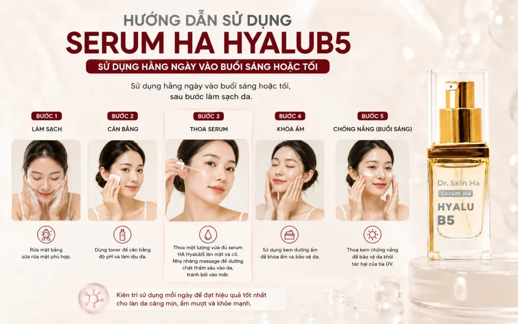 Hướng dẫn sử dụng serum HA HyaluB5