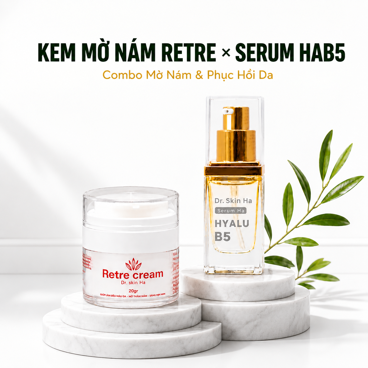 Combo Mờ Nám & Phục Hồi Da ReTre và HAB5