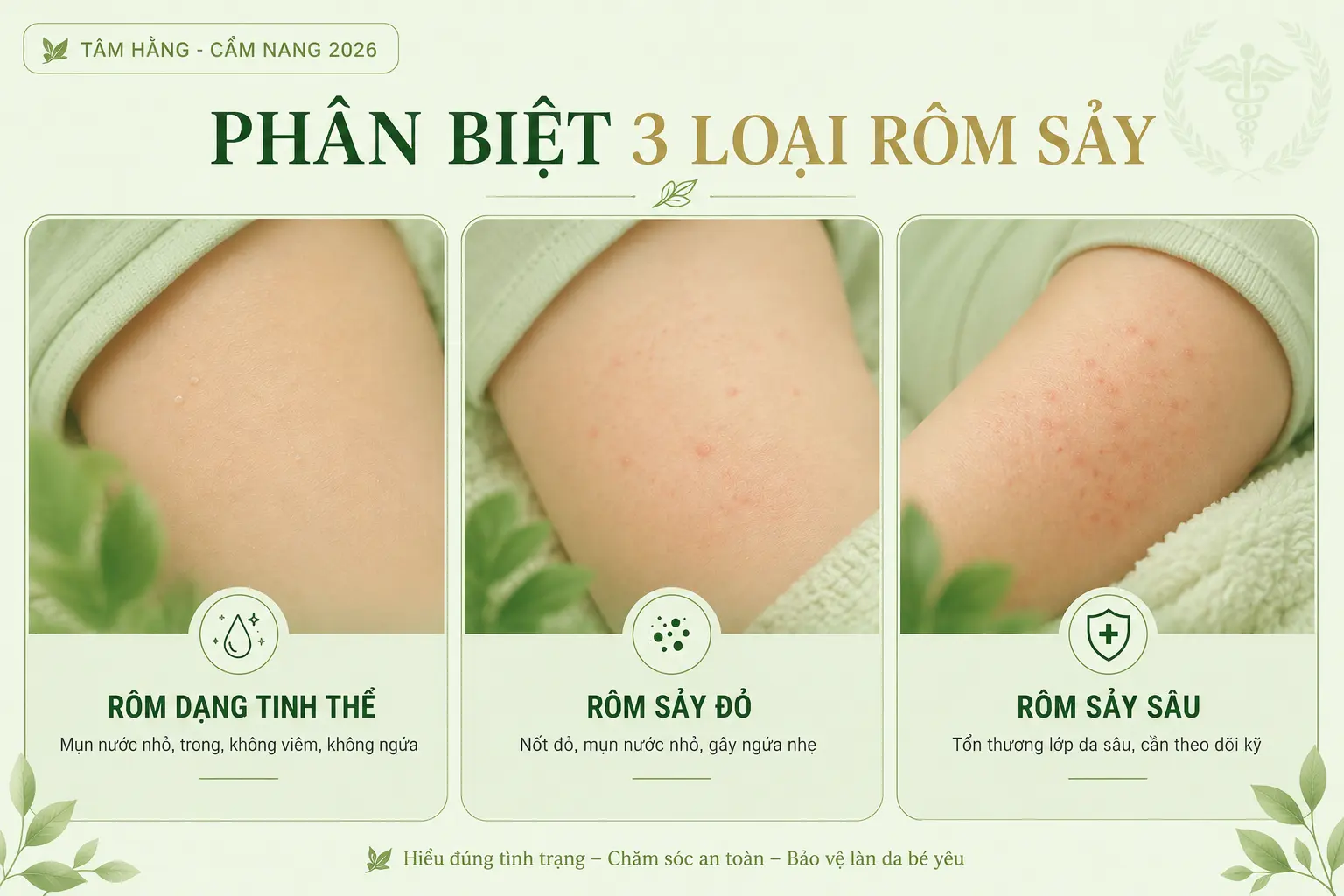 Ba dạng rôm sảy thường gặp ở trẻ nhỏ