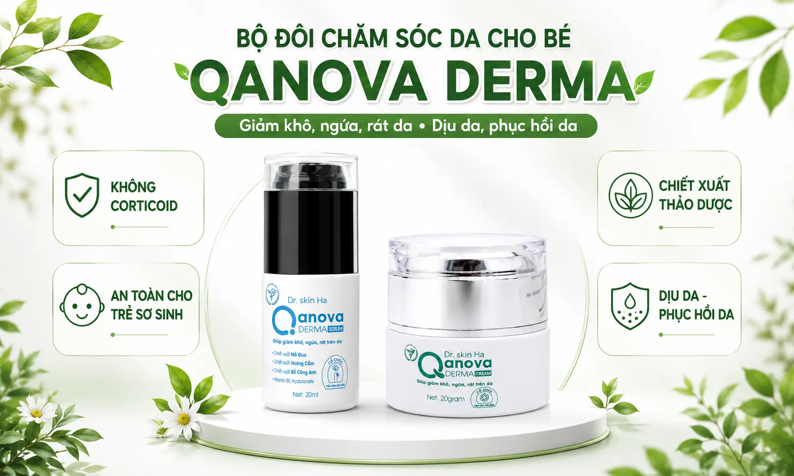 Bộ đôi kem bôi da Qanova dành cho bé viêm da cơ địa