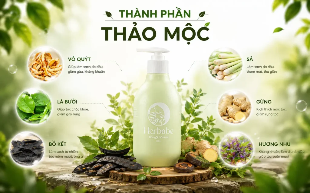 Thành phần dầu gội thảo mộc herbabe