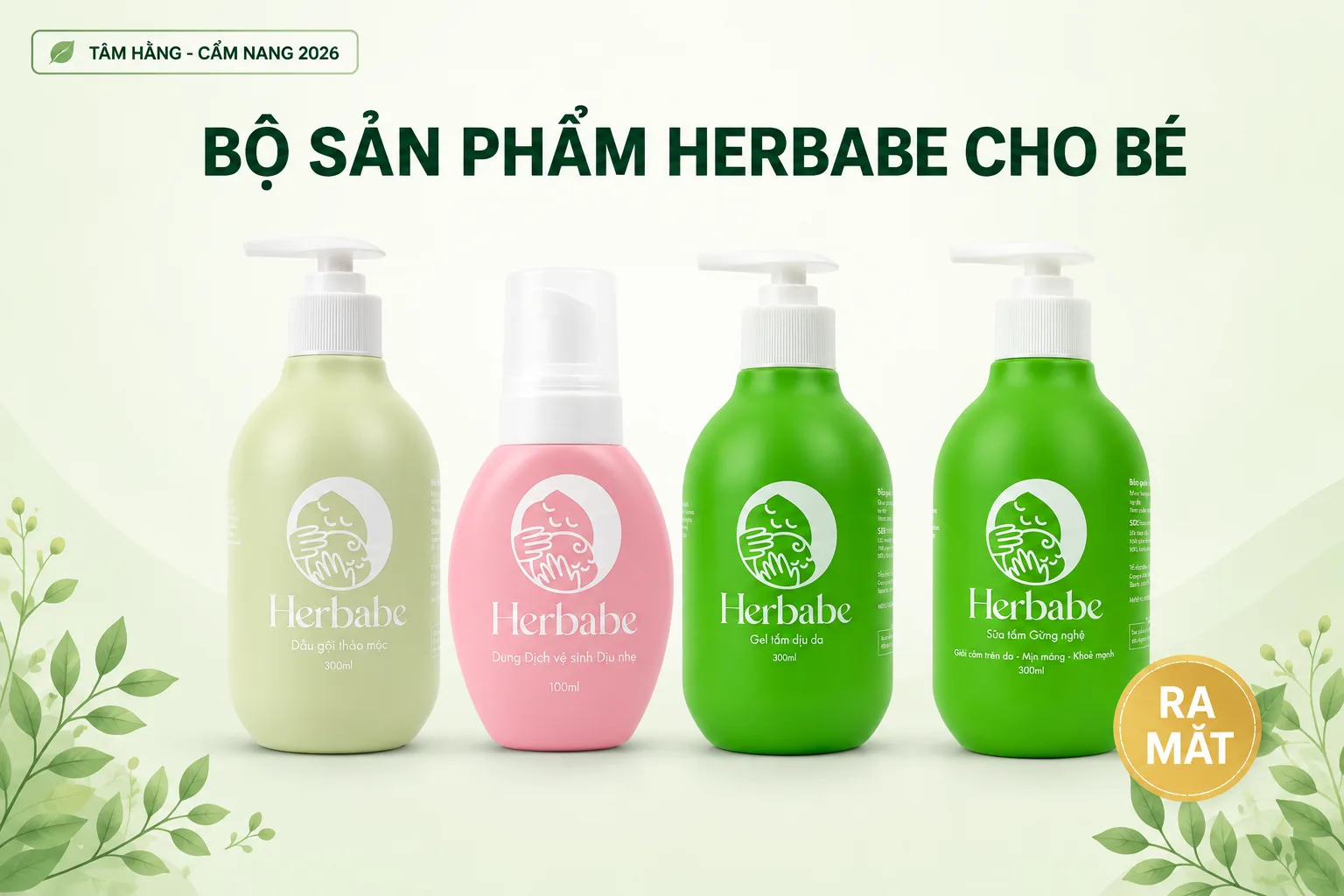4 sản phẩm trong bộ Herbabe cho bé