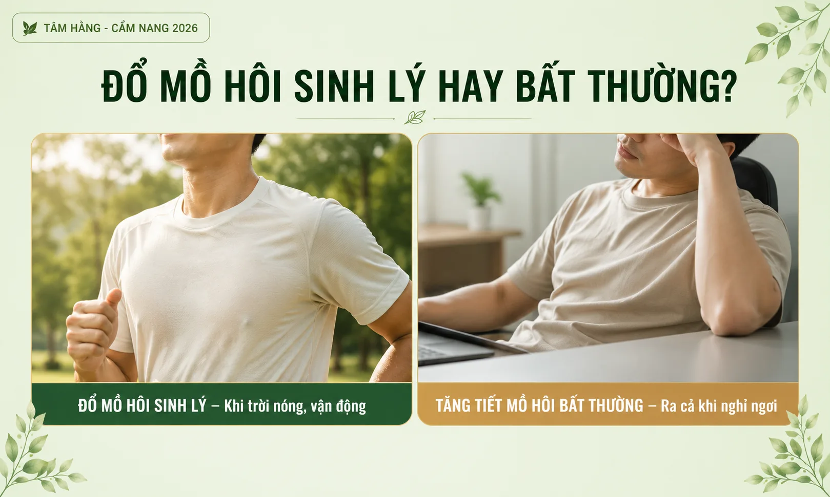 So sánh đổ mồ hôi sinh lý và tăng tiết mồ hôi bất thường