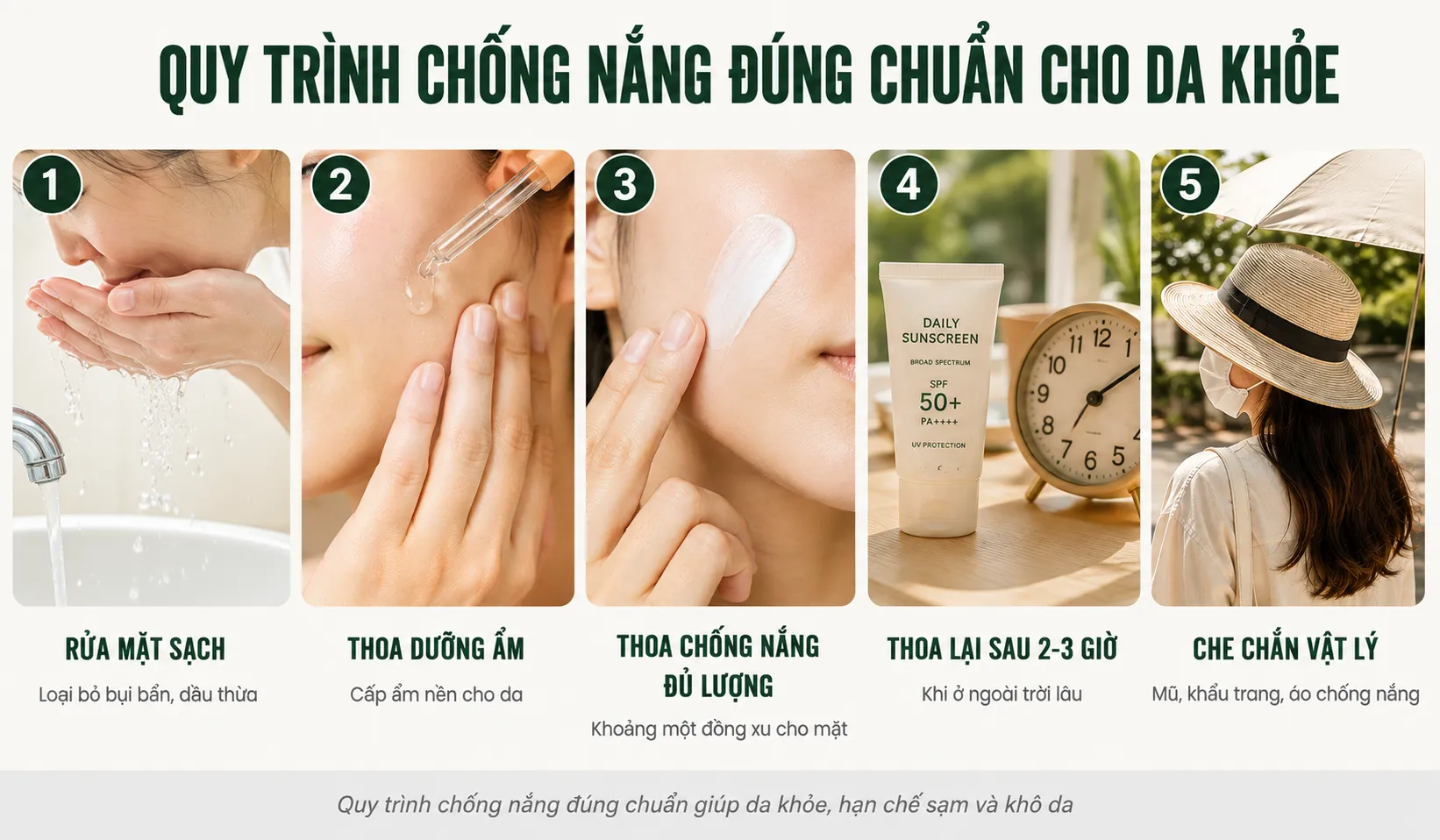 Quy trình dưỡng ẩm chống nắng đúng chuẩn