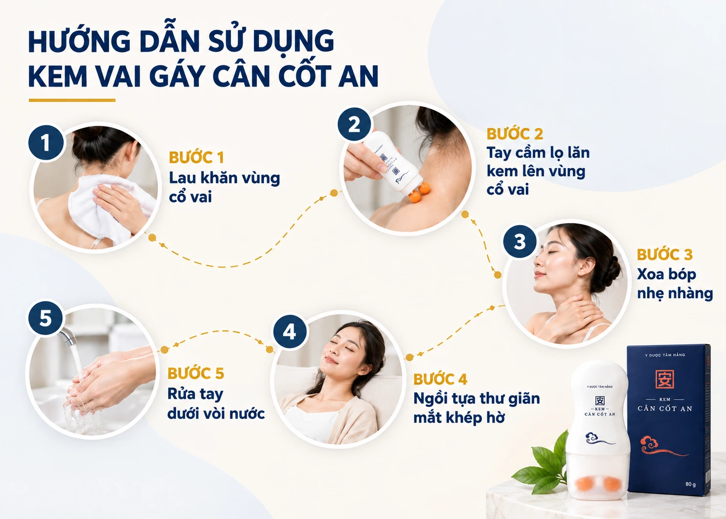 6 bước sử dụng kem vai gáy cân cốt an