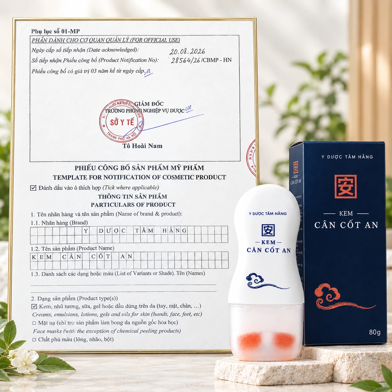 giấy công bố sản phẩm kem vai gáy cân cốt an 