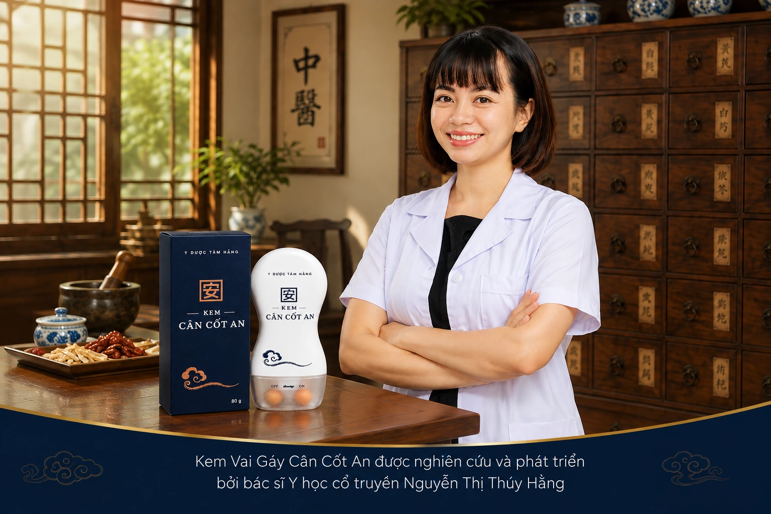 Kem vai gáy cân cốt an được nghiên cứu và phát triển bởi bác sĩ Nguyễn Thị Thúy Hằng 