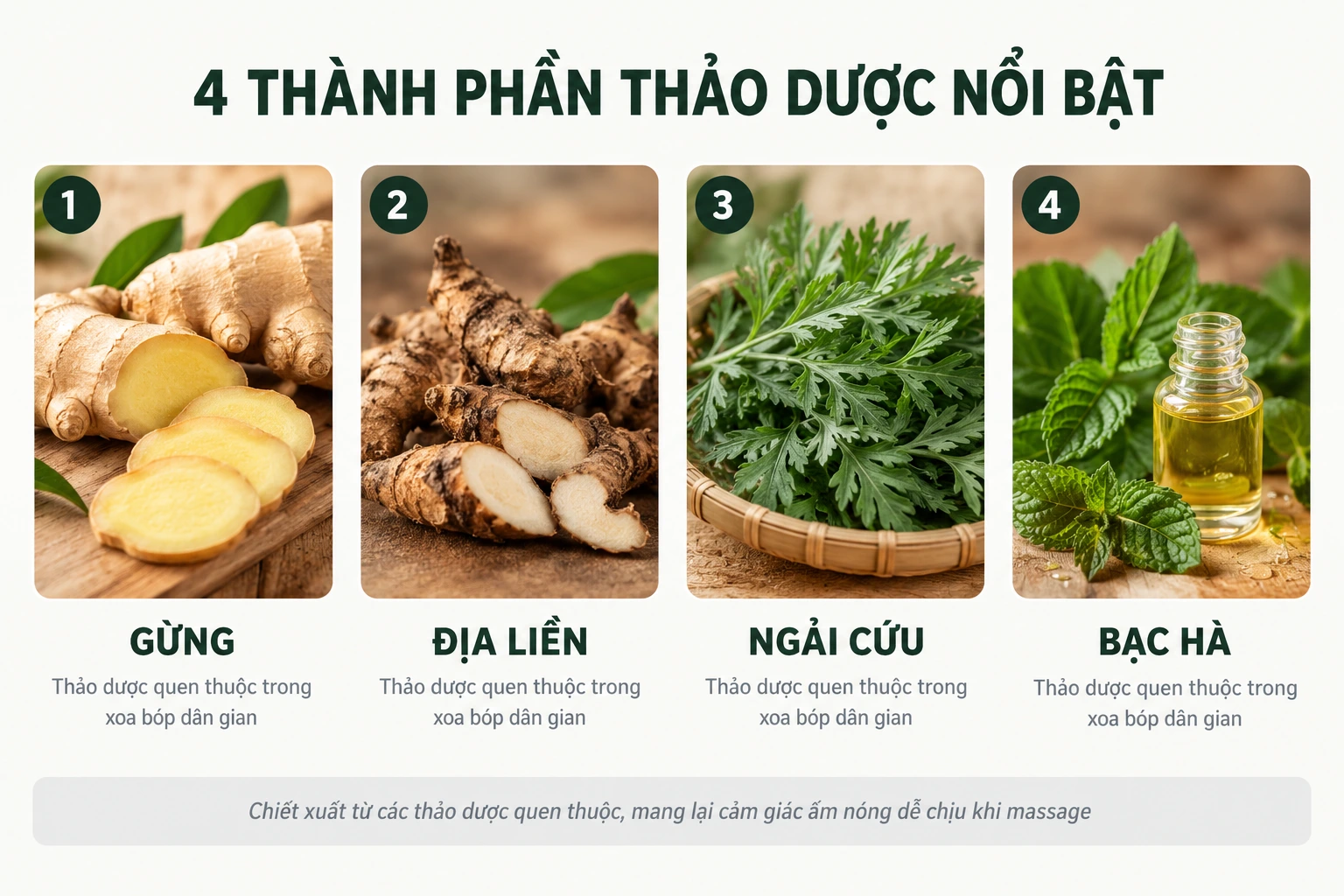 Thành phần chính của kem massage cân cốt an