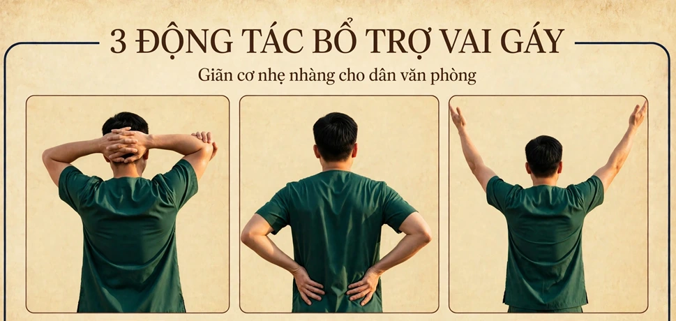 3 động tác tốt cho cổ vai gáy