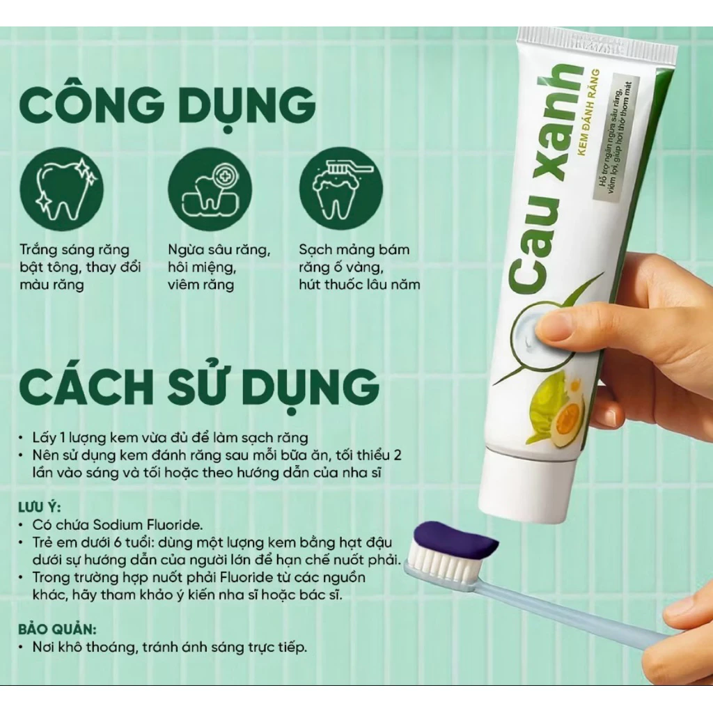 công dụng kem đánh răng cau xanh 