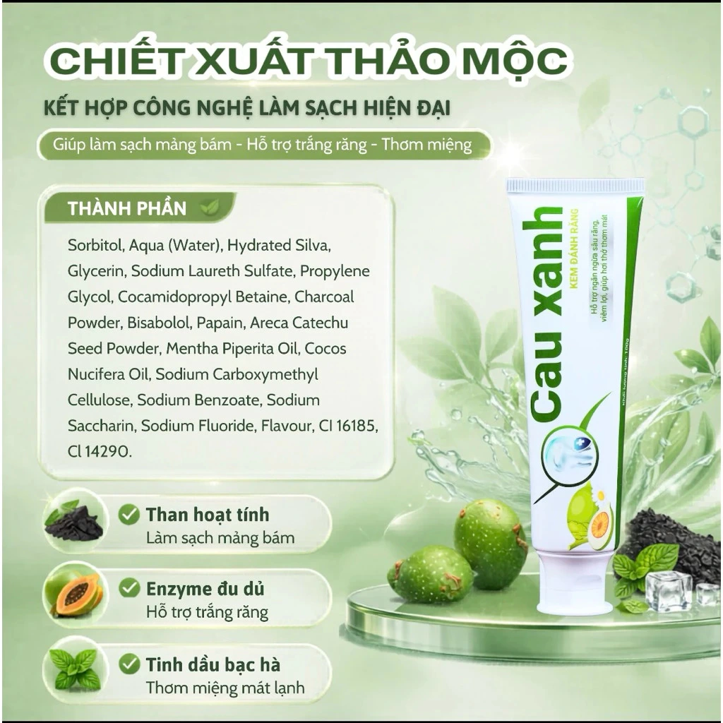 Thành phần kem đánh răng cau xanh 